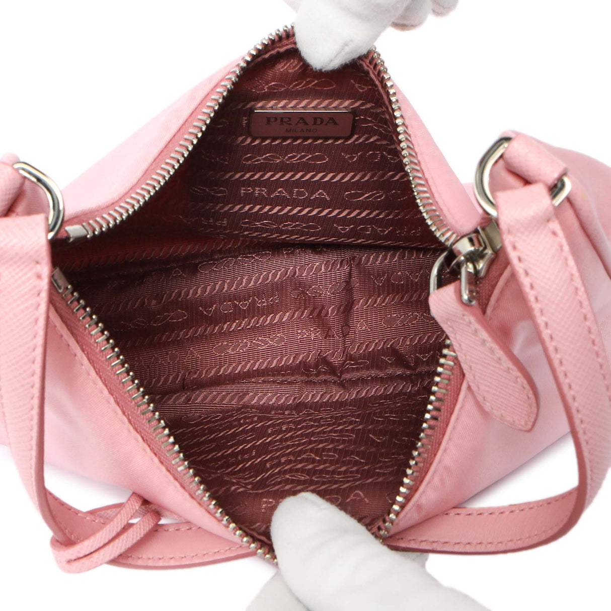Prada Rosa Tessuto Nylon Saffiano Mini Re-Edition 2005 Bag Handbags Prada