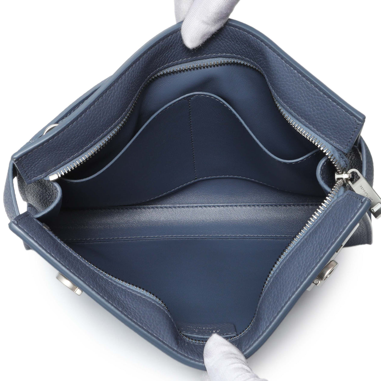 Salvatore Ferragamo Blue Twin Pouch with Gancini Buckles Handbags Salvatore Ferragamo