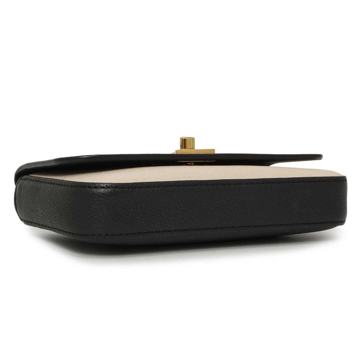 Louis Vuitton Black Grained Calfskin Lockme Chain Phone Pouch Handbags Louis Vuitton