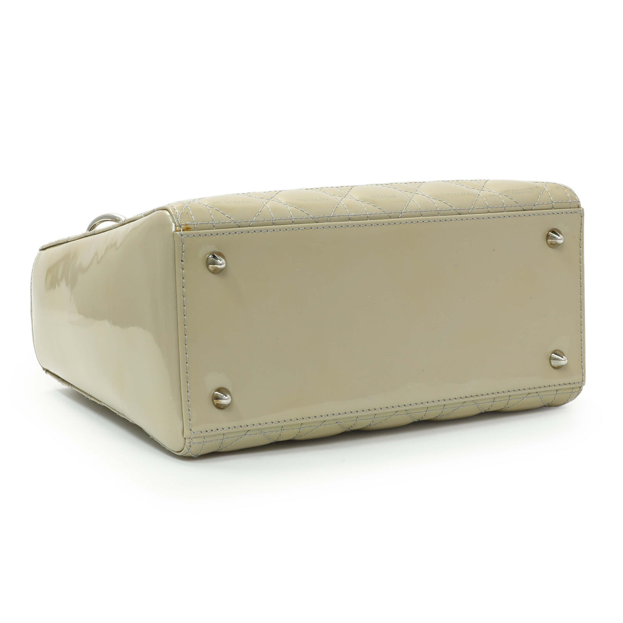 Christian Dior Metallic Grey Patent Cannage Medium Lady Dior Handbags Christian Dior