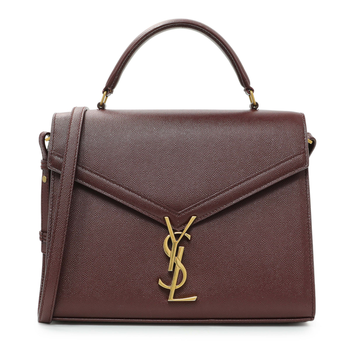 Saint Laurent Burgundy Grain de Poudre Medium Classic Monogram Cassandra Top Handle Handbags Saint Laurent
