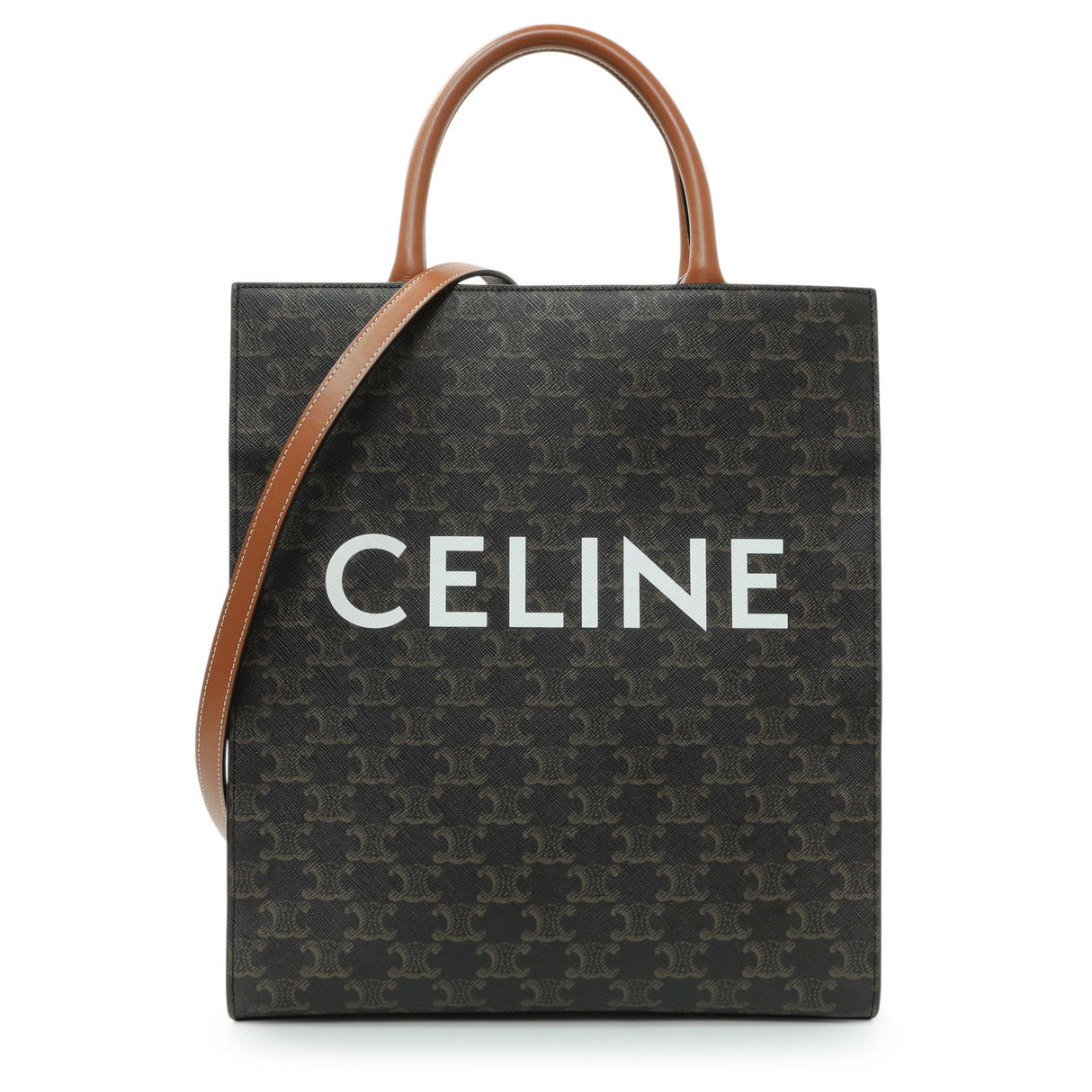 Celine Triomphe Canvas Calfskin Small Vertical Cabas Handbags Celine