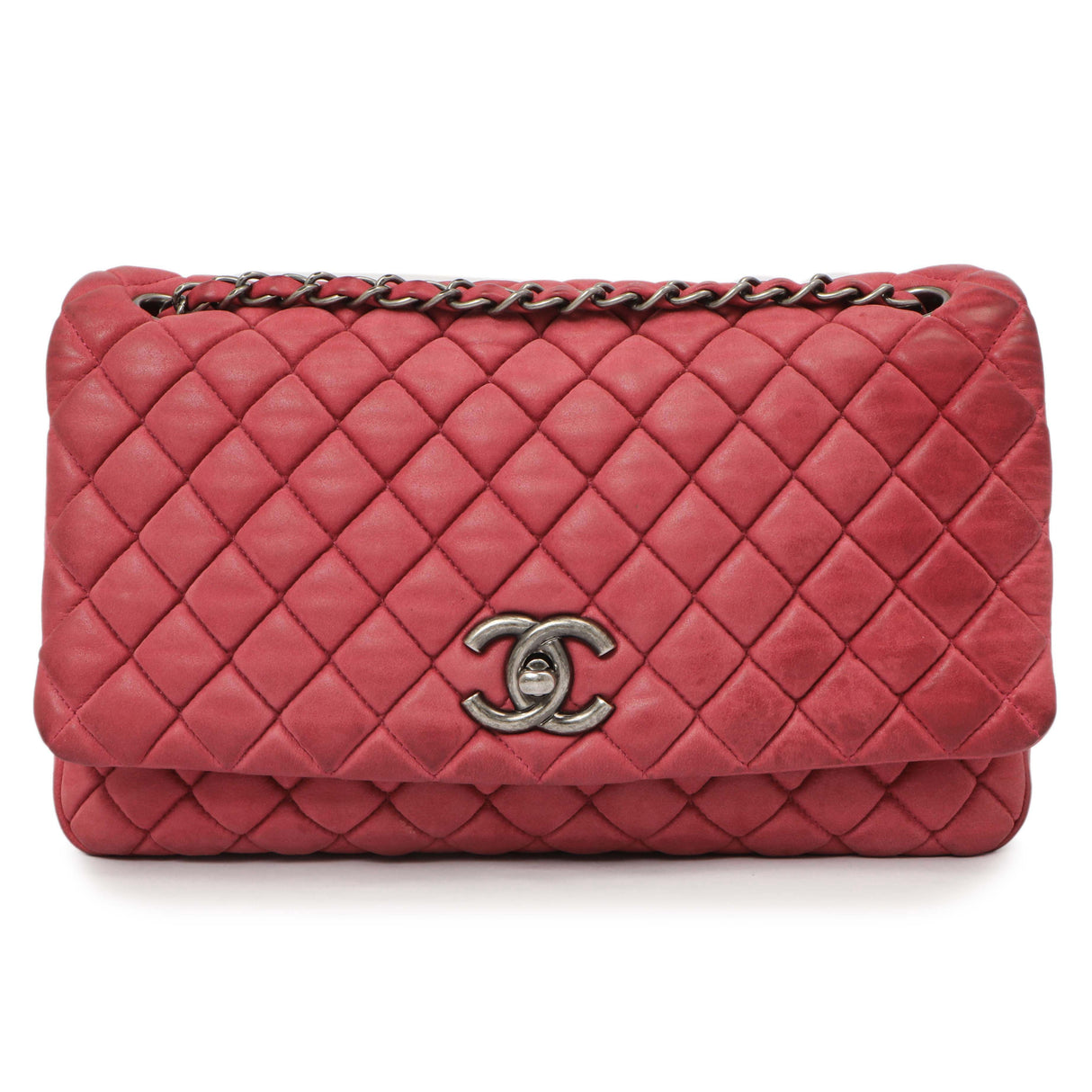 Chanel Burgundy Quilted Iridescent Calfskin Large New Bubble Flap Handbags Chanel