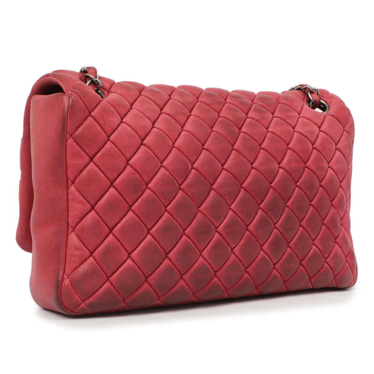 Chanel Burgundy Quilted Iridescent Calfskin Large New Bubble Flap Handbags Chanel