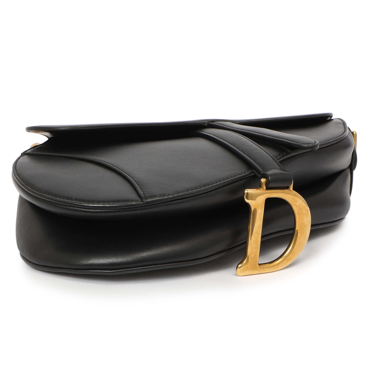 Christian Dior Black Smooth Calfskin Saddle Bag Handbags Christian Dior