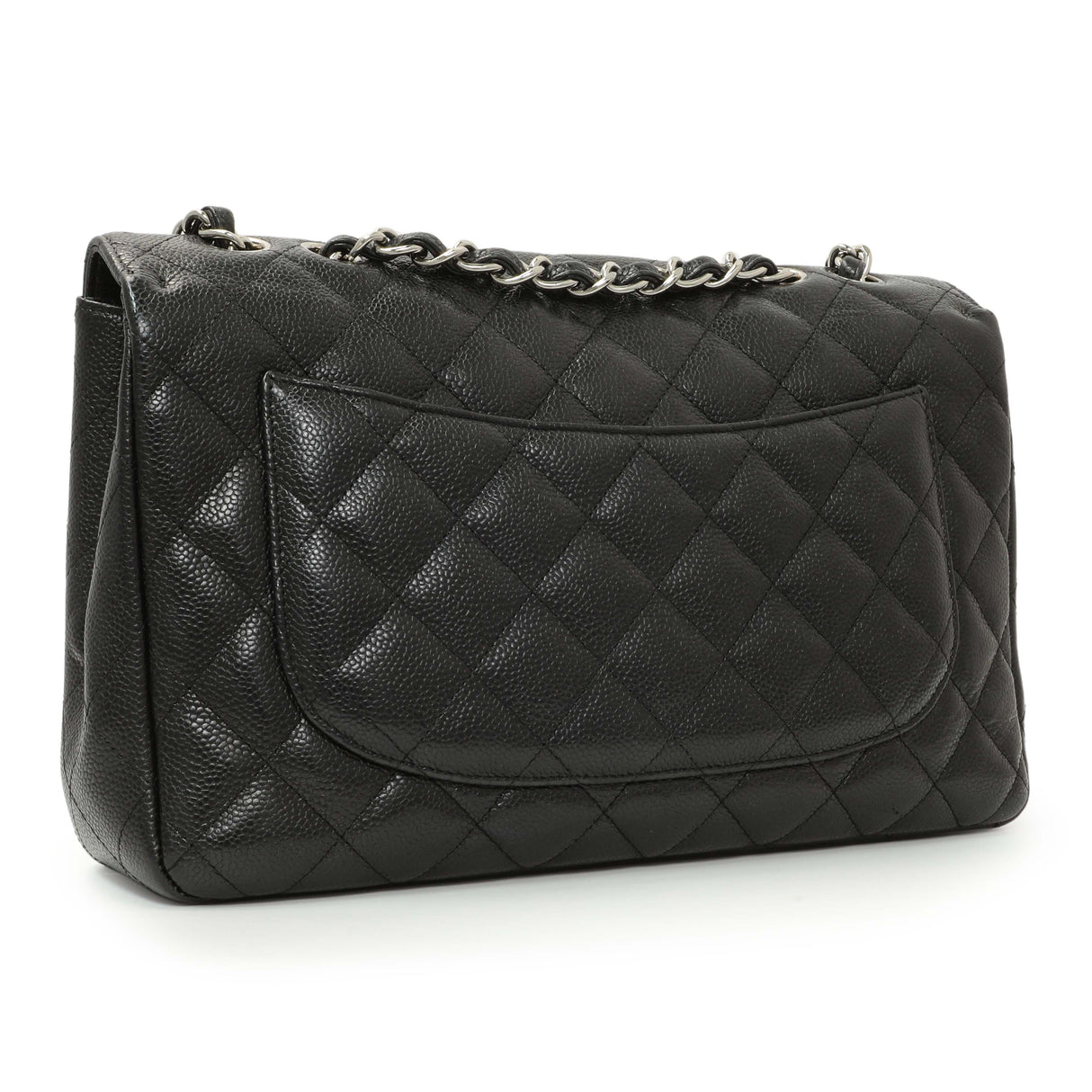 Chanel Black Quilted Caviar Jumbo Single Flap Handbags Chanel