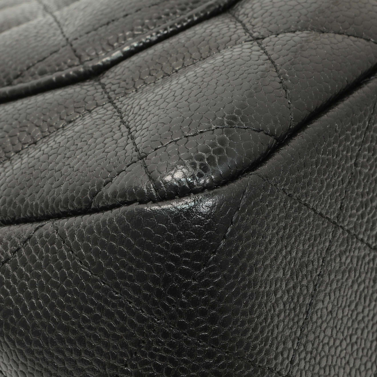 Chanel Black Quilted Caviar Jumbo Single Flap Handbags Chanel