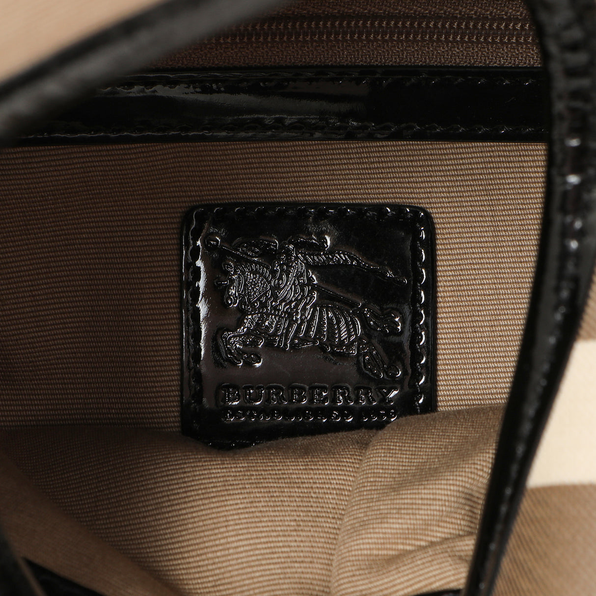 Burberry Black Patent Nova Check Brook Hobo Handbags Burberry