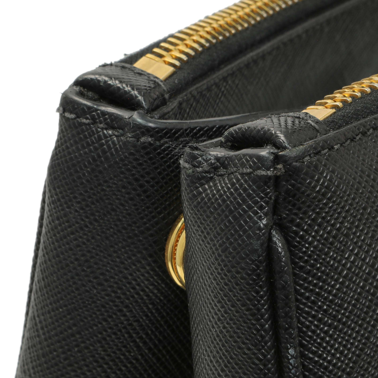 Prada Black Saffiano Medium Galleria Double Zip Tote Handbags Prada