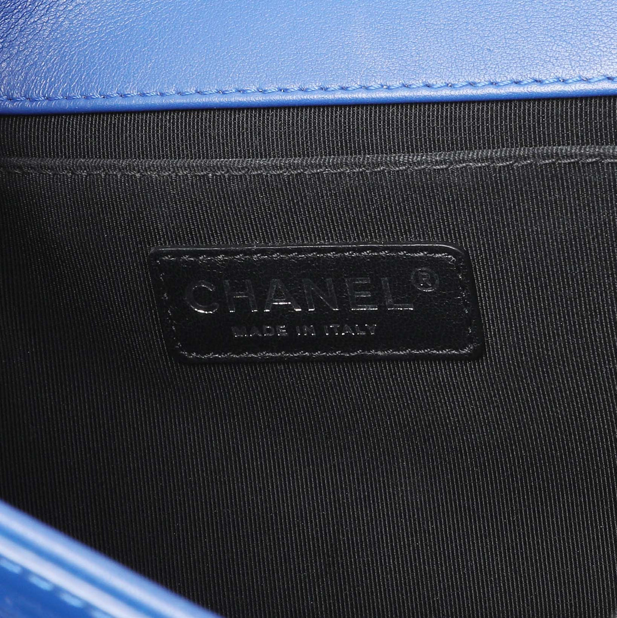 Chanel Blue Quilted Patent Medium Plexiglass Boy Flap Handbags Chanel