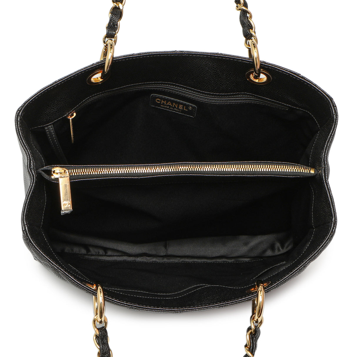 Chanel Black Quilted Caviar Grand Shopping Tote GST Handbags Chanel