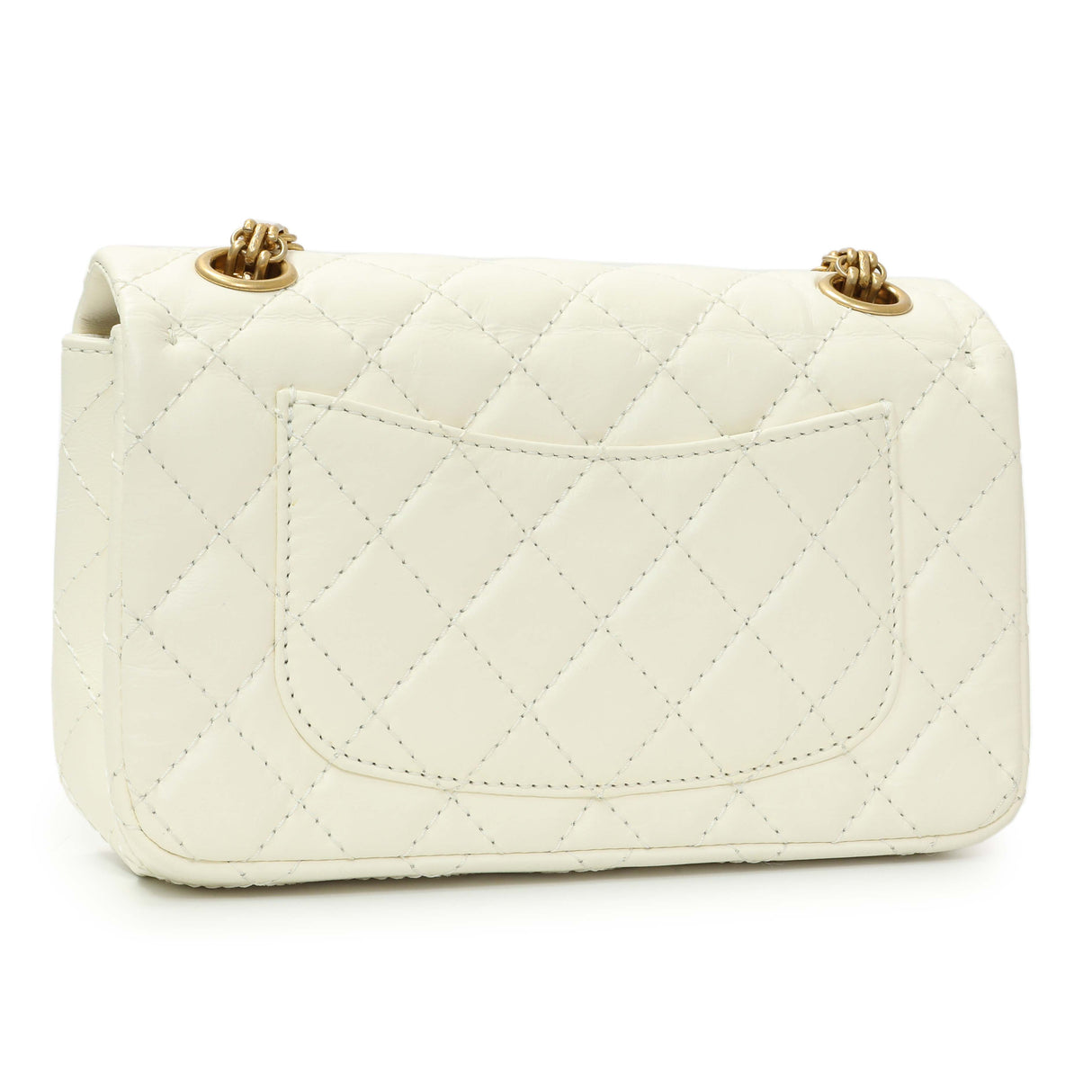Chanel White Quilted Aged Calfskin 2.55 Reissue Flap 224 Handbags Chanel