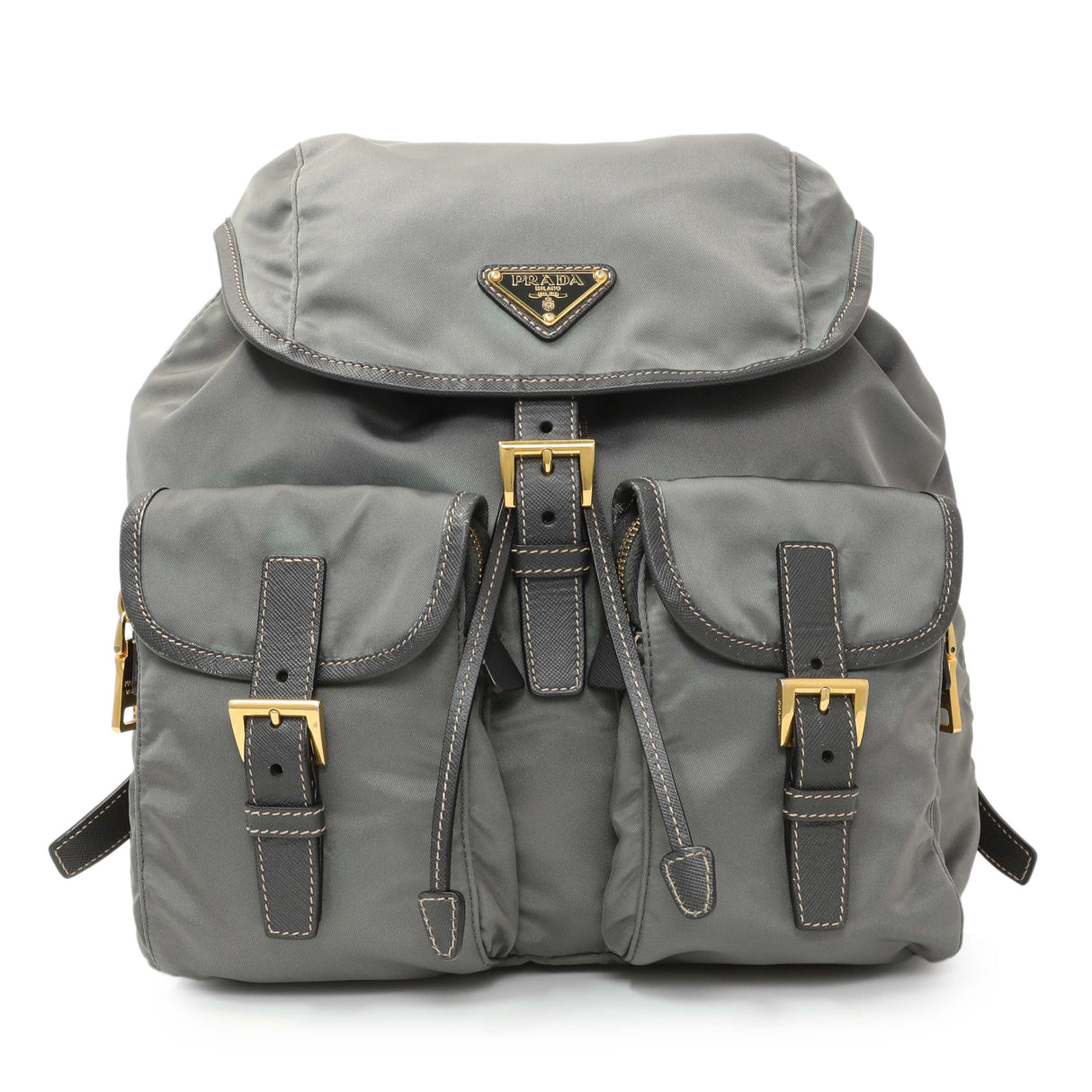 Prada Grey Tessuto Nylon Medium Backpack Handbags Prada
