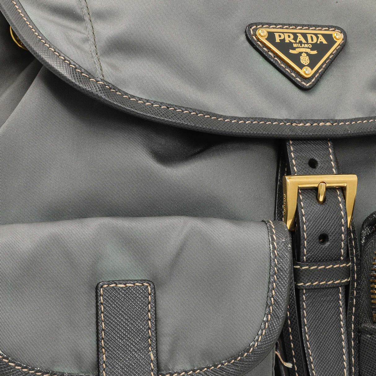 Prada Grey Tessuto Nylon Medium Backpack Handbags Prada