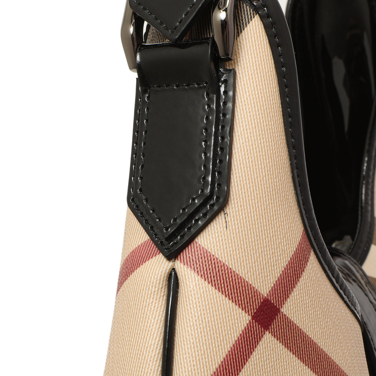 Burberry Black Patent Nova Check Brook Hobo Handbags Burberry