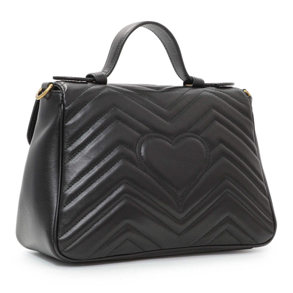 Gucci Black Calfskin Matelasse Small GG Marmont Top Handle Shoulder Bag Handbags Gucci