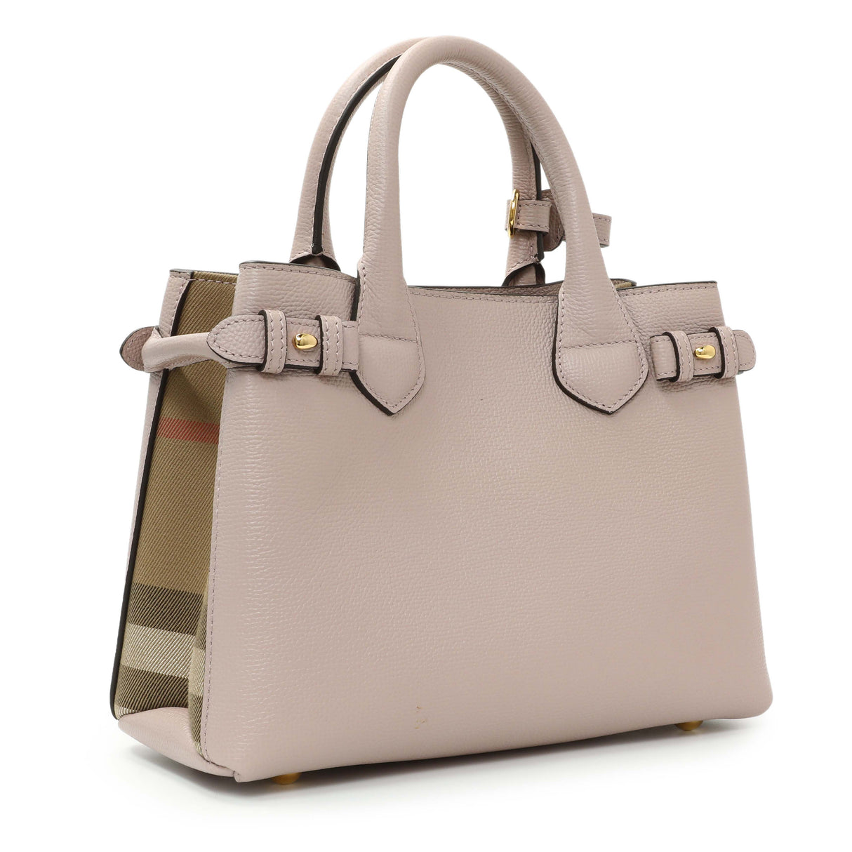 Burberry Derby Calfskin House Check Small Banner Tote Handbags Burberry