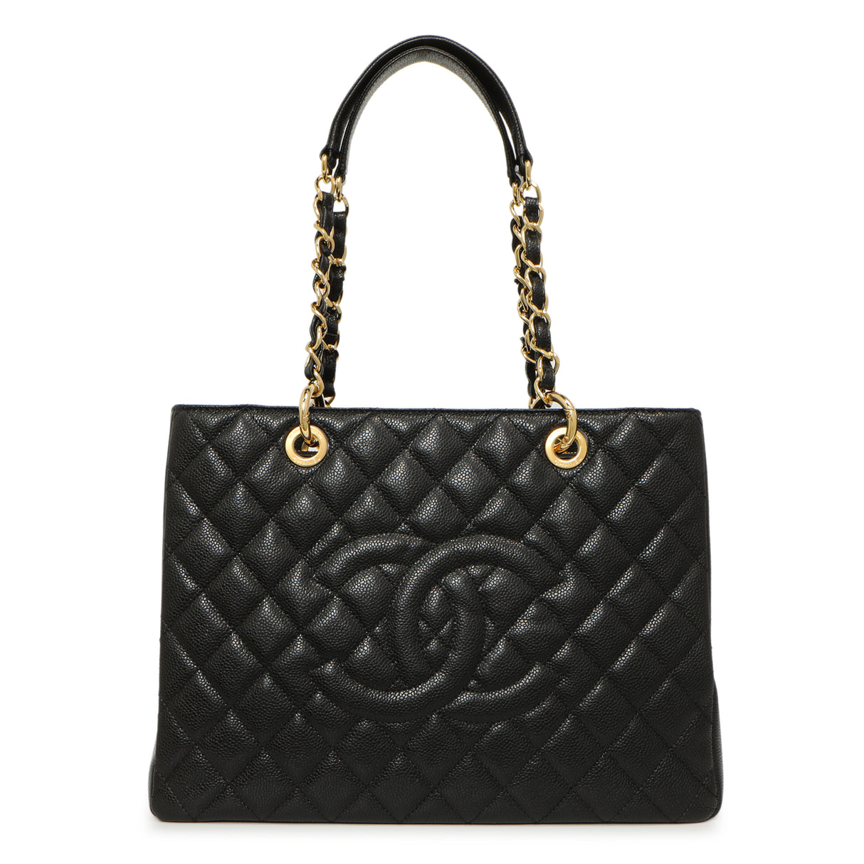 Chanel Black Quilted Caviar Grand Shopping Tote GST Handbags Chanel