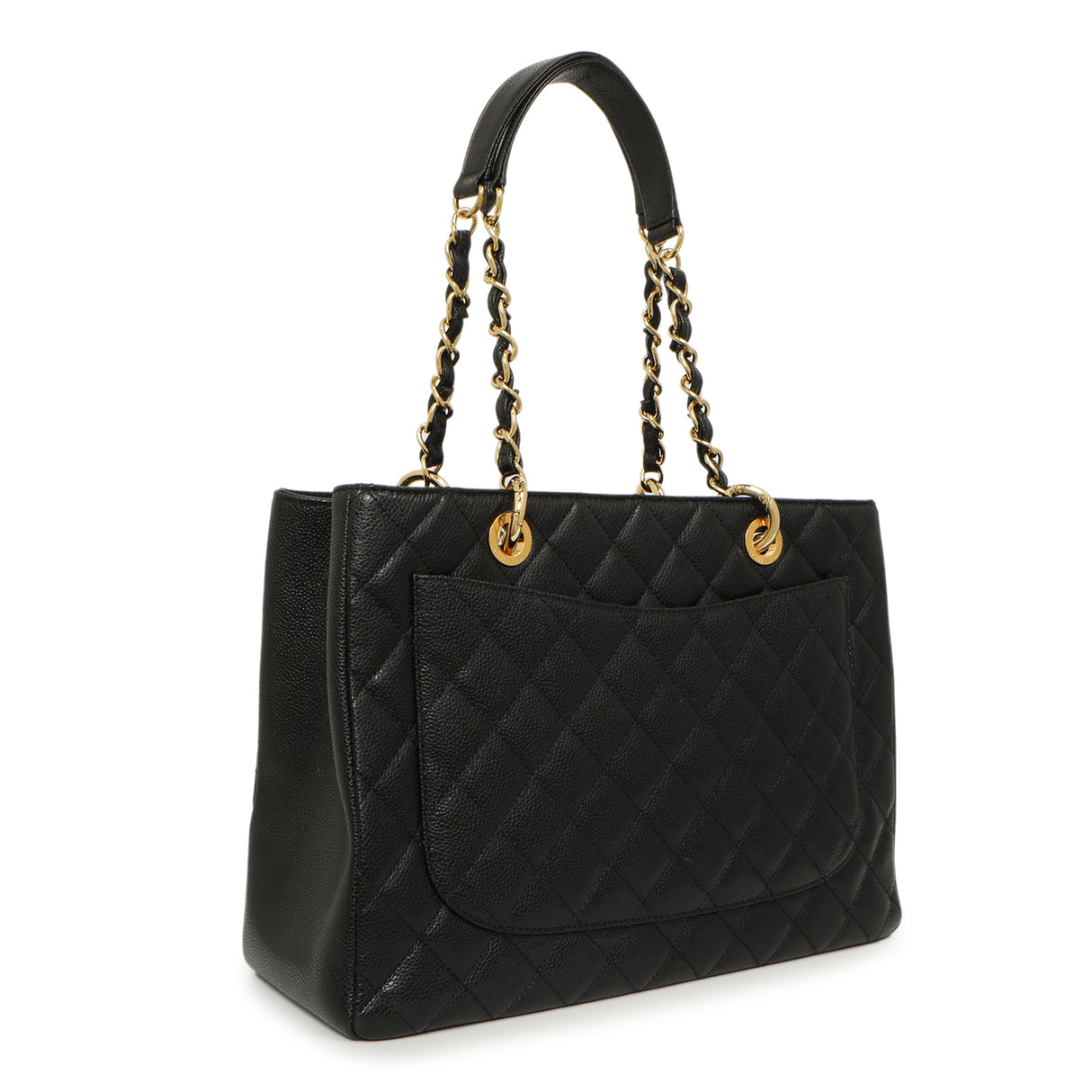 Chanel Black Quilted Caviar Grand Shopping Tote GST Handbags Chanel