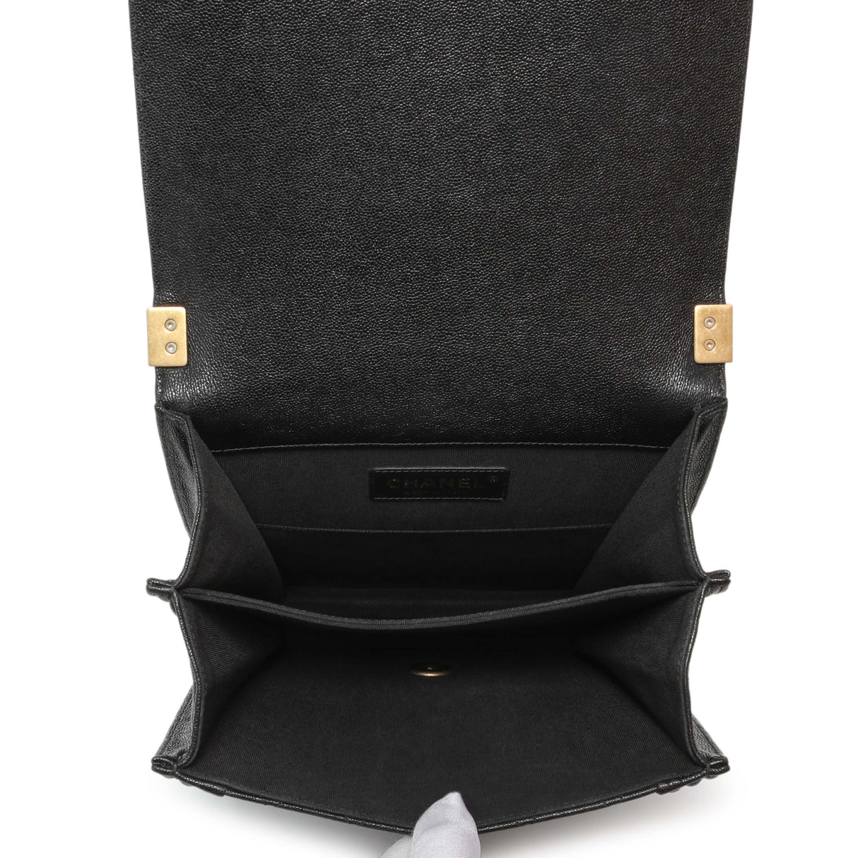 Chanel Black Quilted Caviar North South Boy Flap Handbags Chanel