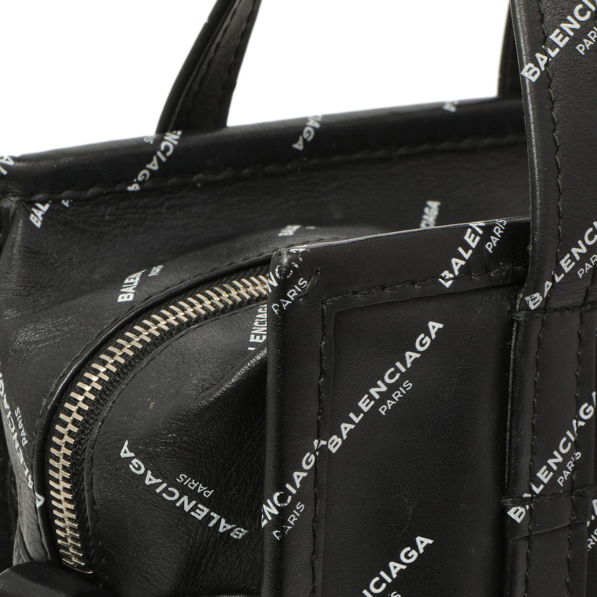 Balenciaga Calfskin Allover Logo XS Bazar Shopper Tote Handbags Balenciaga