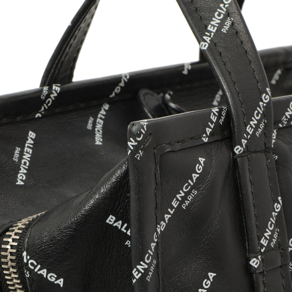 Balenciaga Calfskin Allover Logo XS Bazar Shopper Tote Handbags Balenciaga
