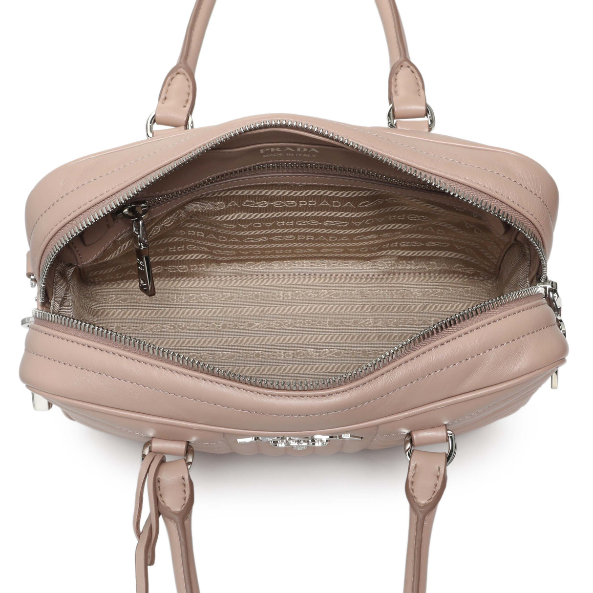 Prada Cipria Soft Calfskin Impunture Diagramme Top Handle Crossbody Bag Handbags Prada