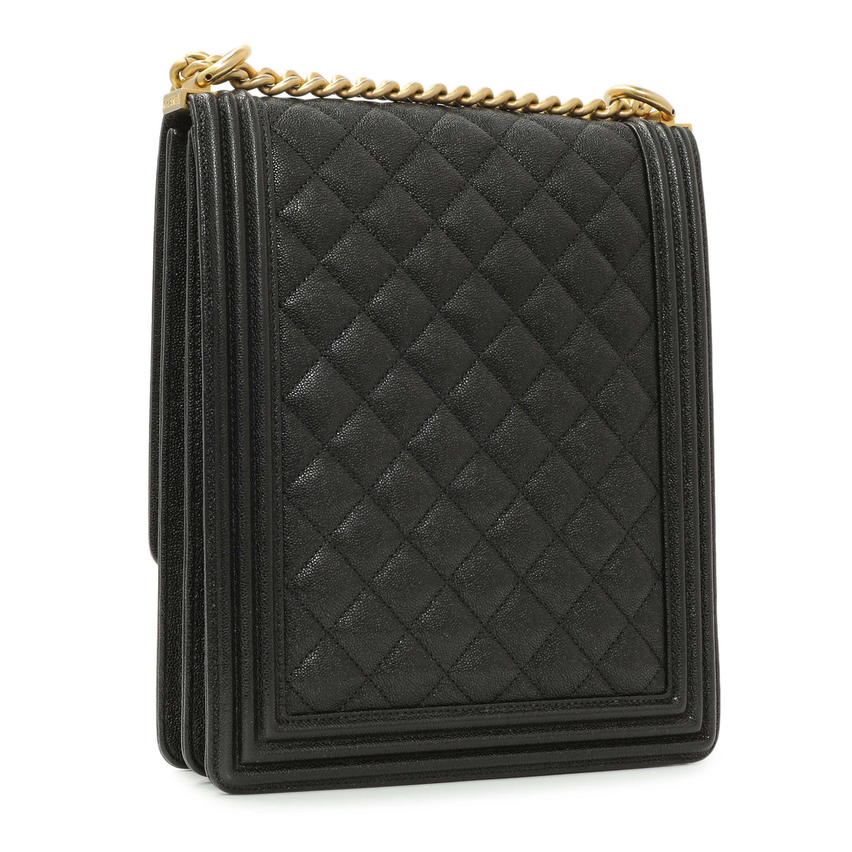 Chanel Black Quilted Caviar North South Boy Flap Handbags Chanel
