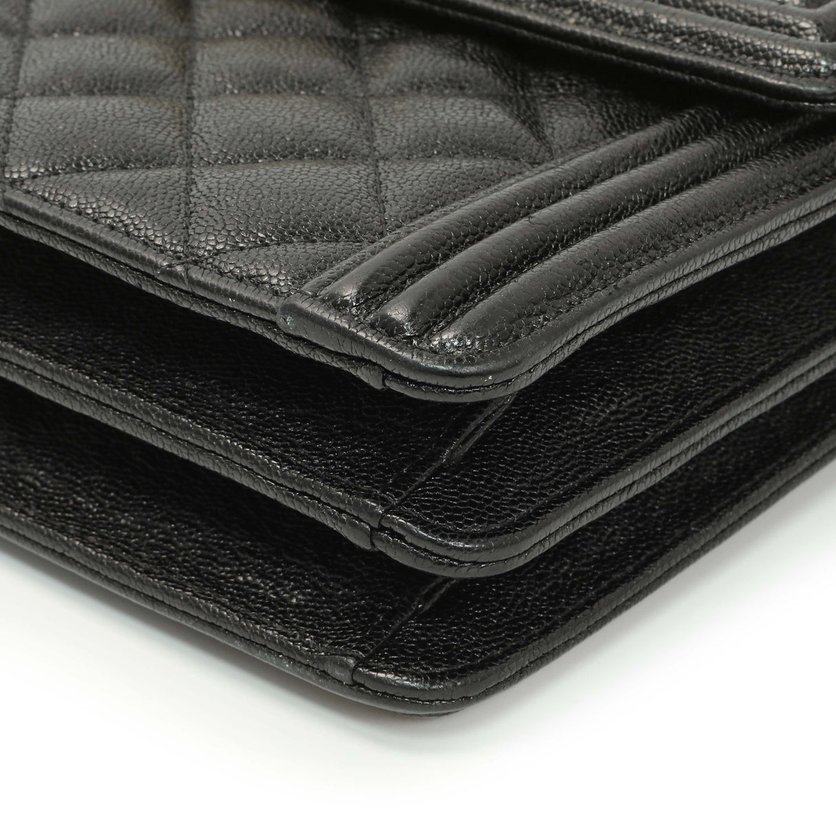 Chanel Black Quilted Caviar North South Boy Flap Handbags Chanel