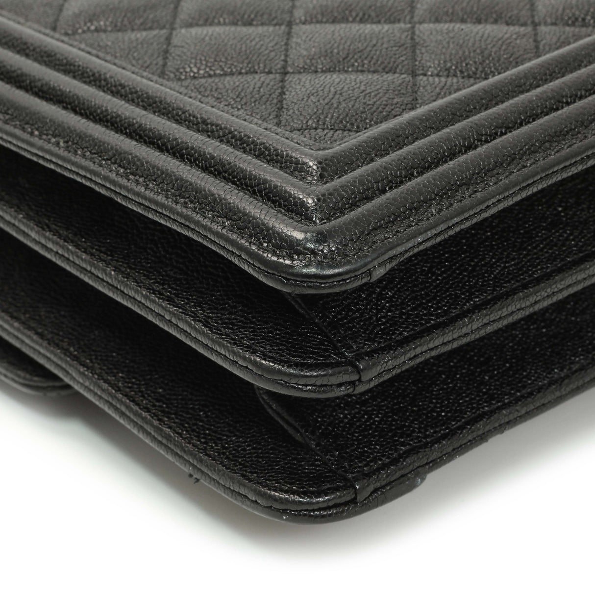 Chanel Black Quilted Caviar North South Boy Flap Handbags Chanel