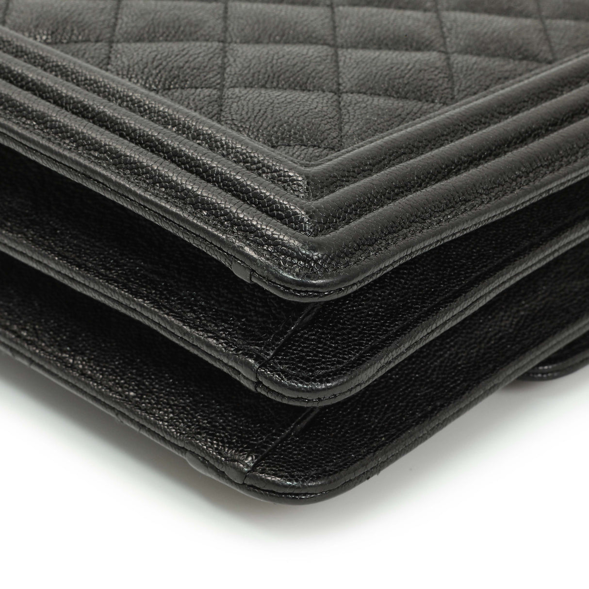 Chanel Black Quilted Caviar North South Boy Flap Handbags Chanel