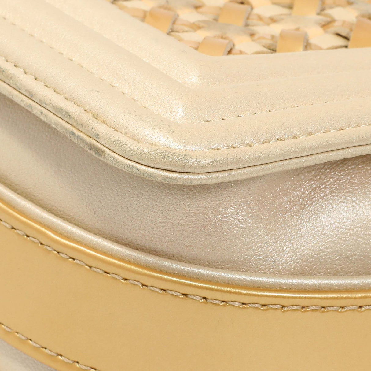 Chanel Champagne Braided Lambskin & Patent Small Boy Bag Handbags Chanel