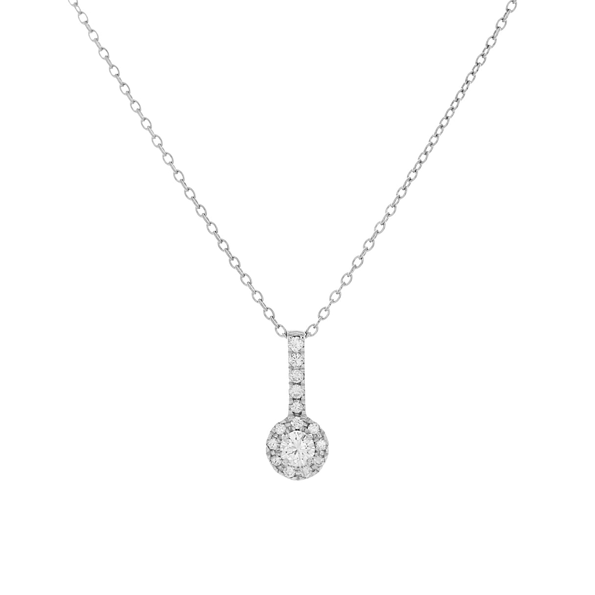 14K White Gold 0.66 Carat Cluster Diamond Pendant Fine Jewellery Modaselle