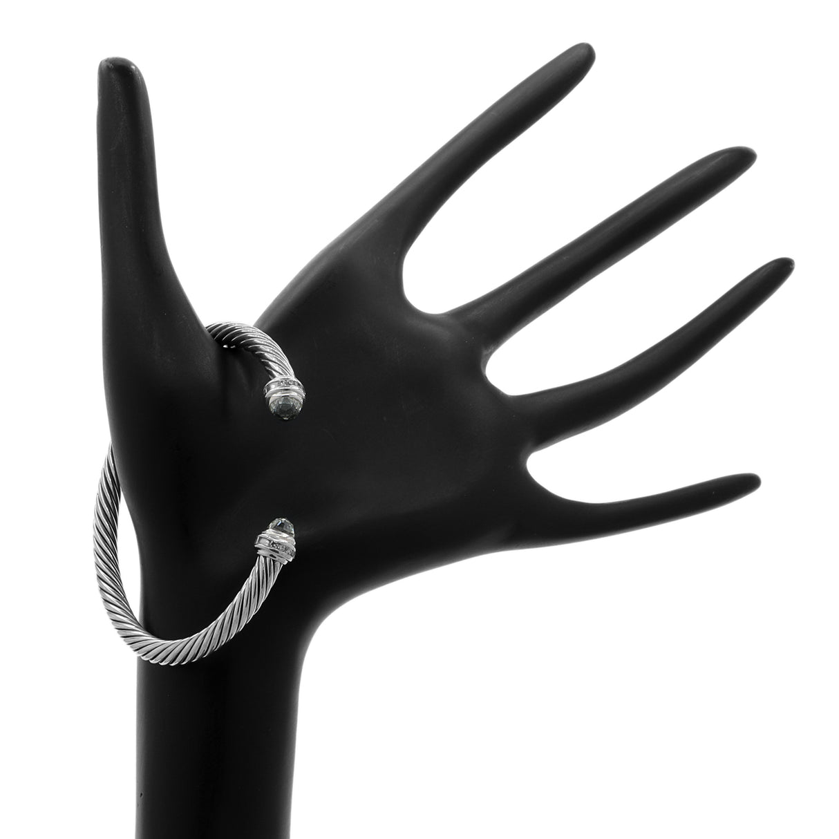 David Yurman Sterling Silver Diamond Prasiolite Cable Classics 5mm Bracelet Designer Jewellery David Yurman