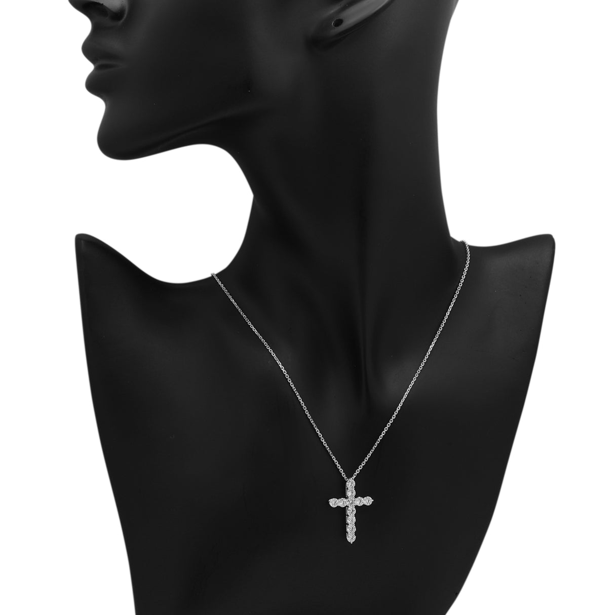 18K White Gold 1.65 Carat Diamond Cross Pendant Fine Jewellery Modaselle