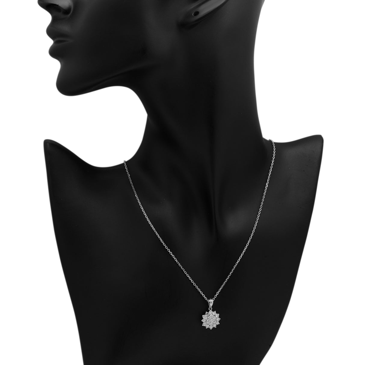 18K White Gold 1.02 Carat Cluster Diamond Pendant Fine Jewellery Modaselle