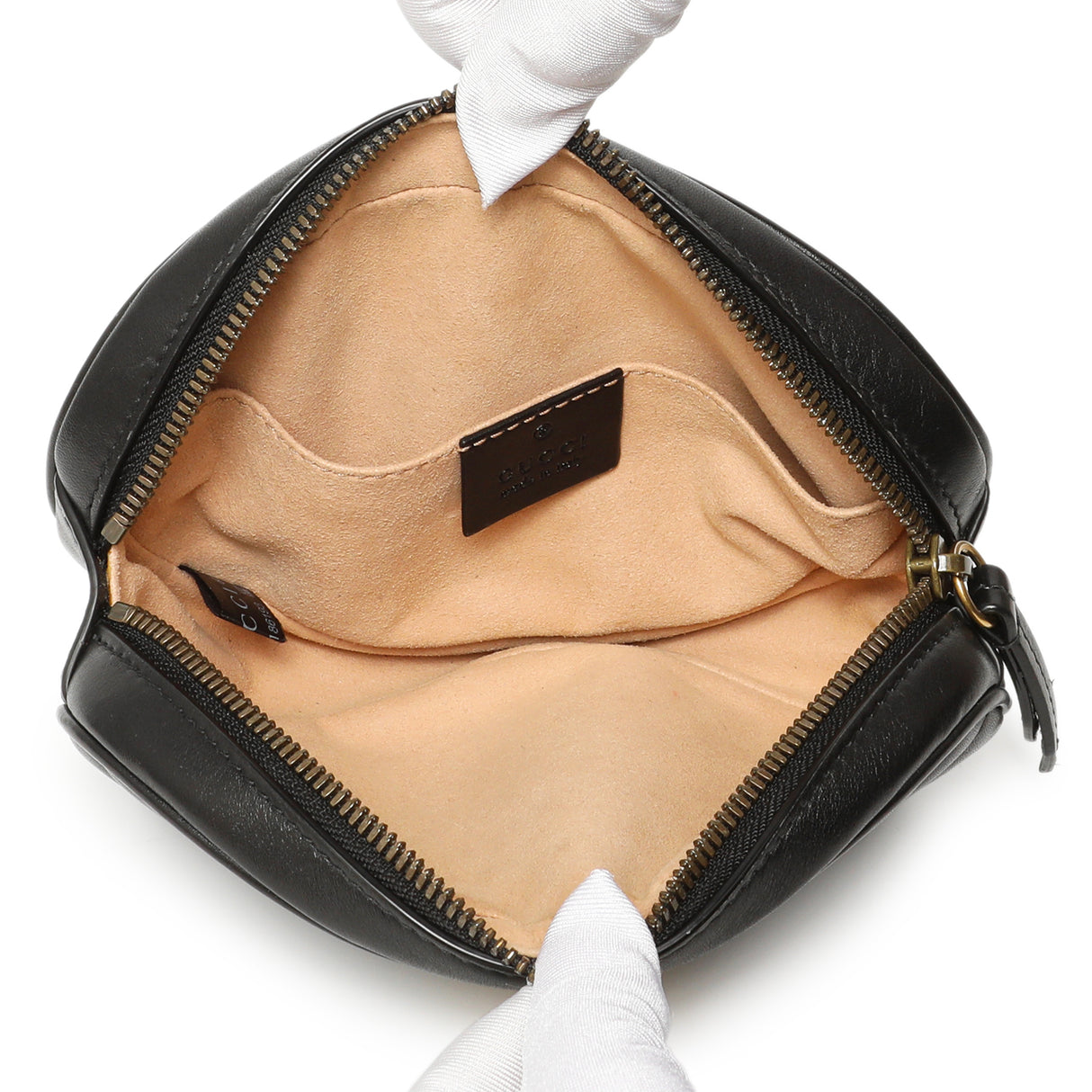 Gucci Black Calfskin Matelasse GG Marmont Belt Bag Handbags Gucci