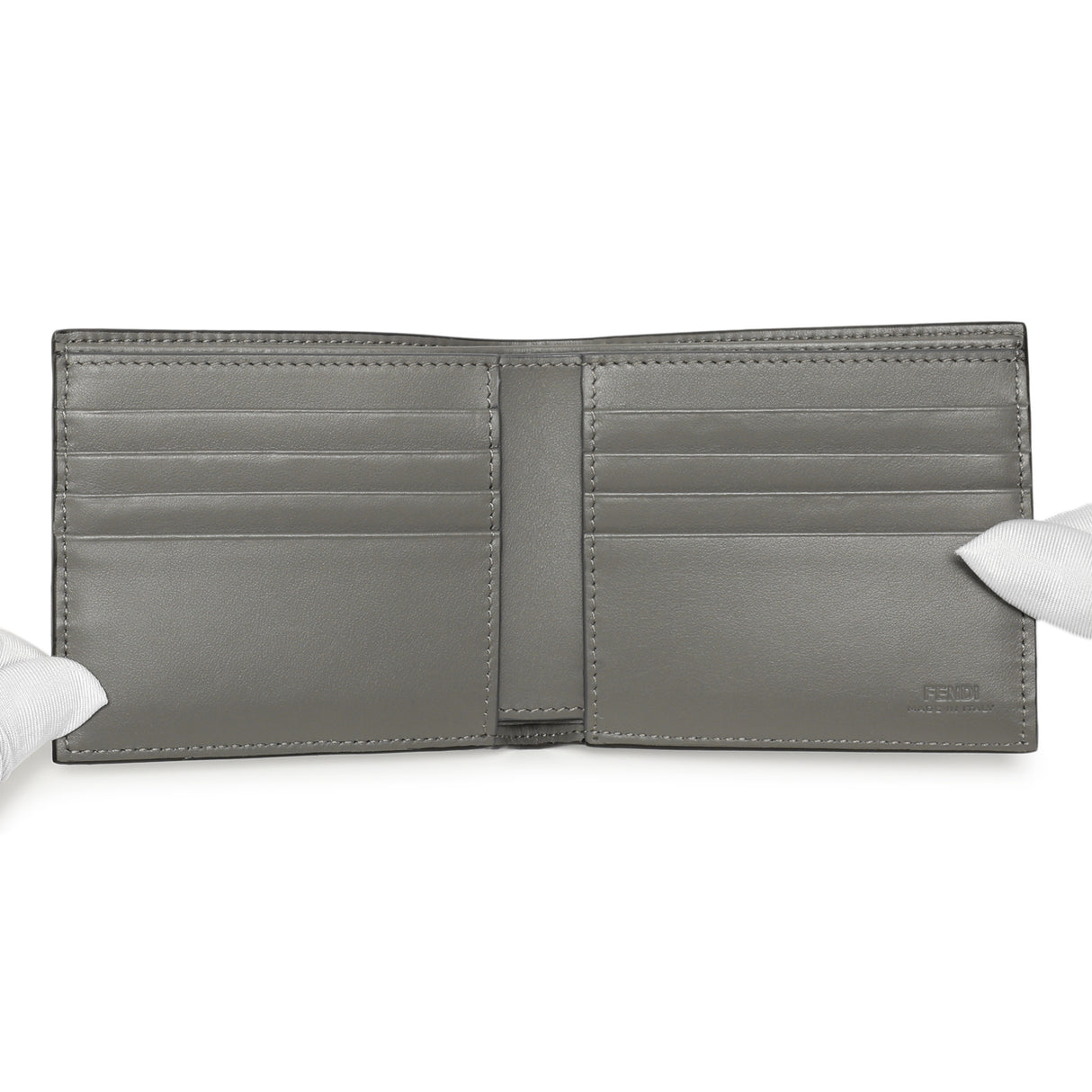 Fendi Grey Vitello King Diagonal Bifold Wallet Accessories Fendi