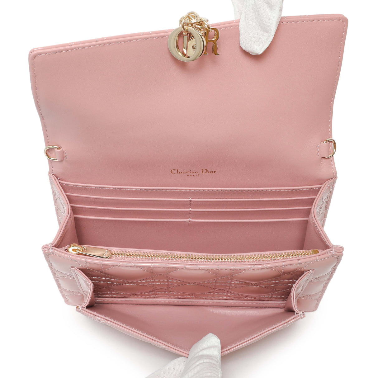 Christian Dior Dusty Pink Patent Cannage My Dior Daily Chain Pouch Handbags Christian Dior