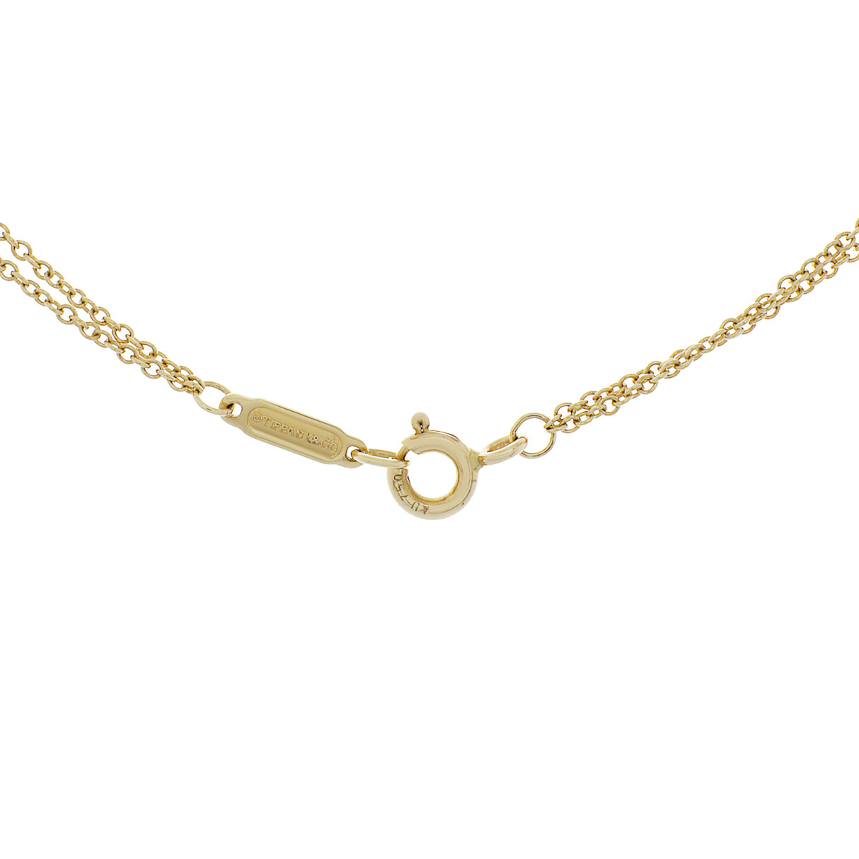Tiffany & Co. 18K Yellow Gold Infinity Double Chain Pendant Necklace Designer Jewellery Tiffany and Co