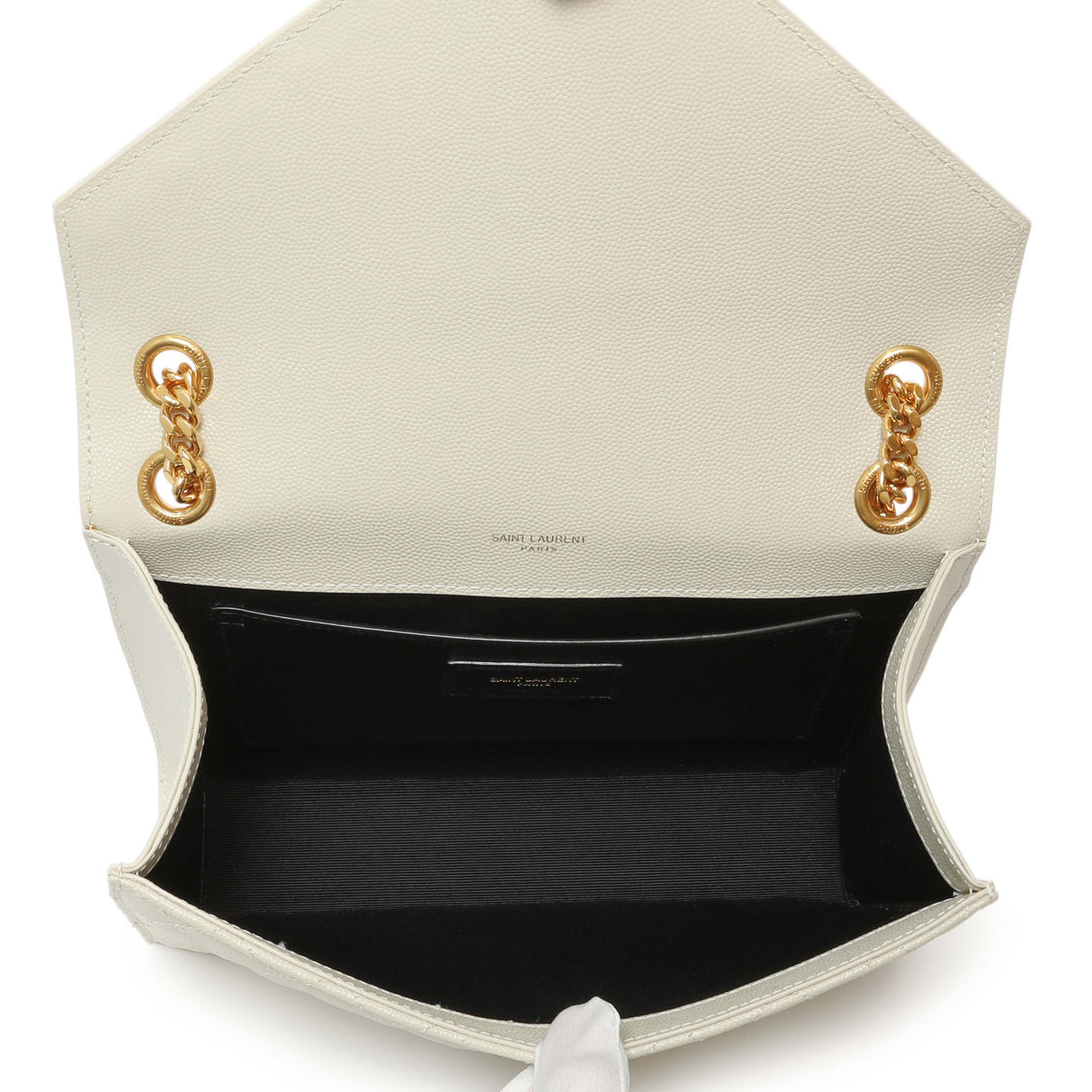 Saint Laurent Crema Grain De Poudre Matelasse Chevron Medium Triquilt Monogram Satchel Handbags Saint Laurent