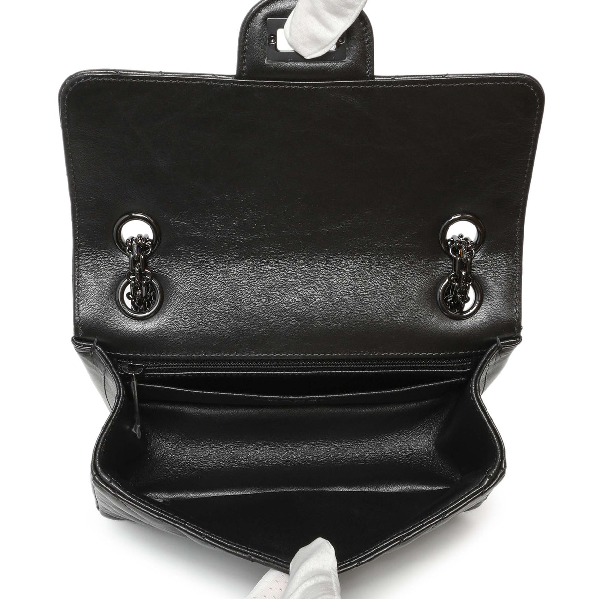 Chanel Black Aged Calfskin Chevron 2.55 Reissue Flap 224 Handbags Chanel