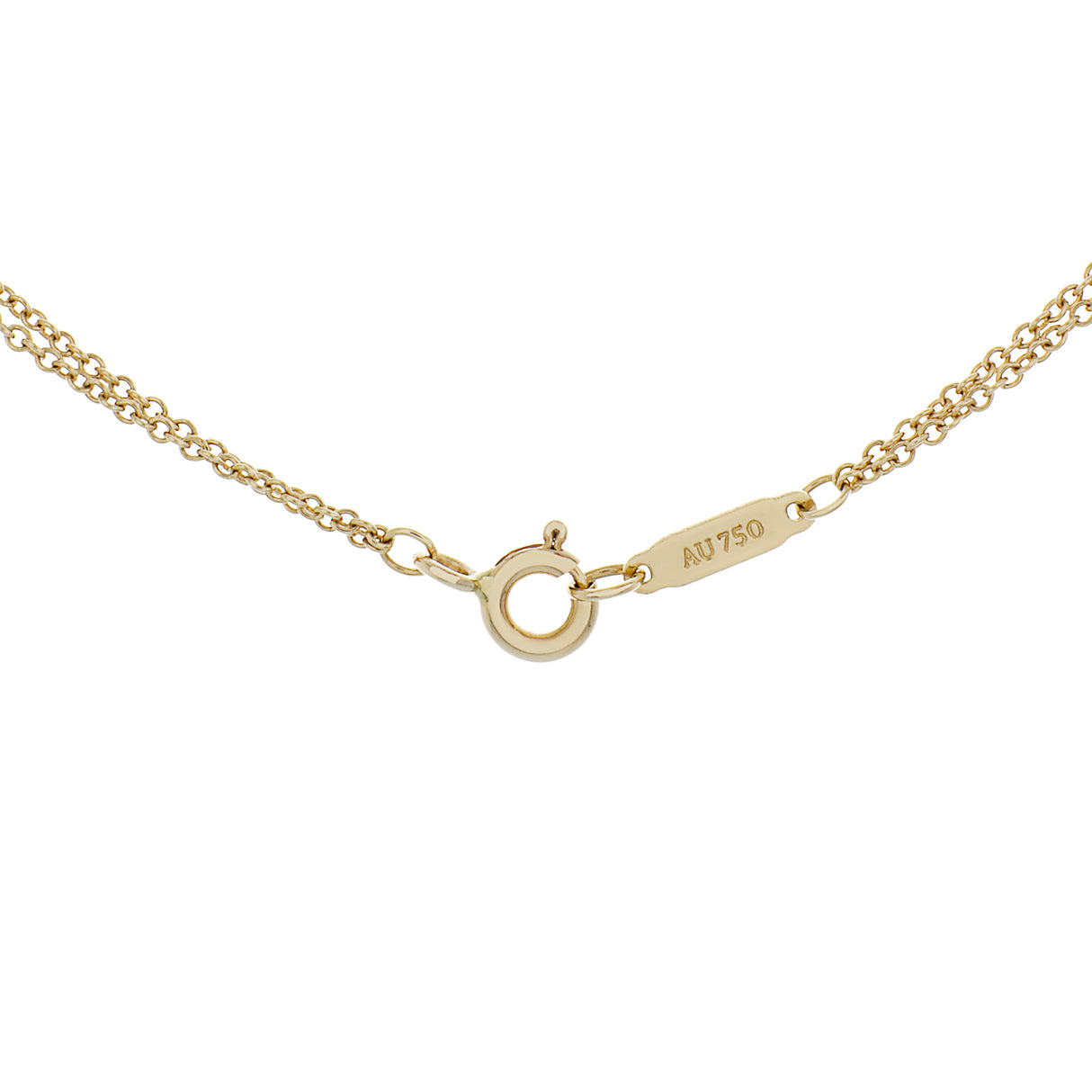 Tiffany & Co. 18K Yellow Gold Infinity Double Chain Pendant Necklace Designer Jewellery Tiffany and Co