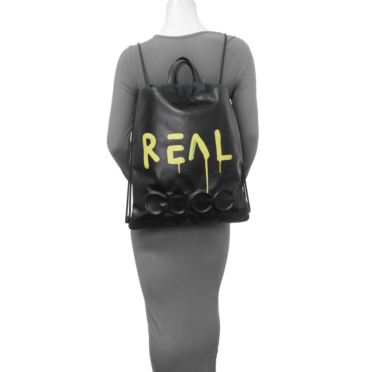 Gucci Black Calfskin GucciGhost Drawstring Backpack Handbags Gucci