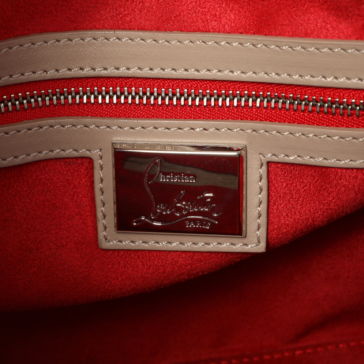 Christian Louboutin Taupe Calfskin Suede Small Eloise Tote Handbags Christian Louboutin