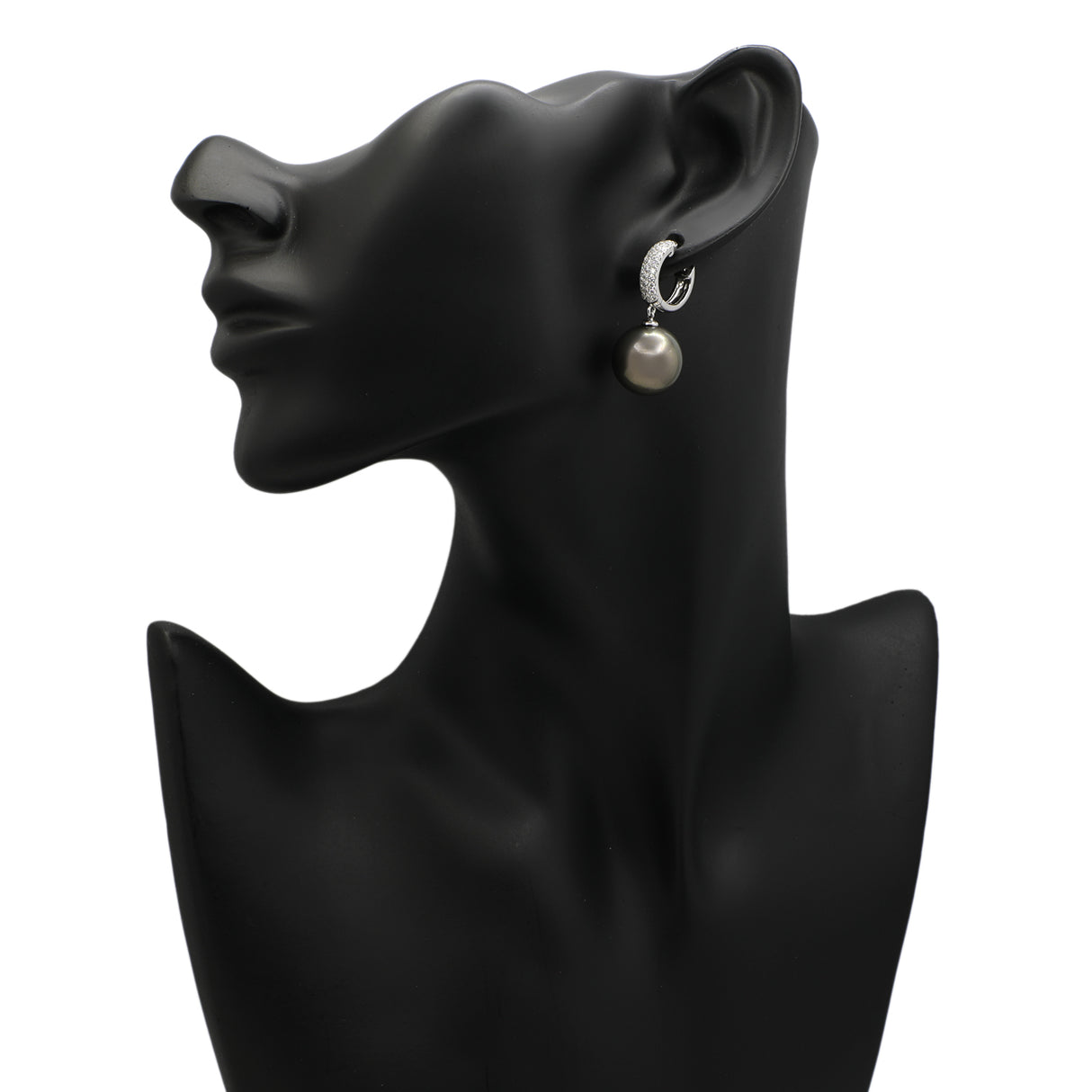 18K White Gold 15mm Tahitian Pearl Earrings Fine Jewellery Modaselle