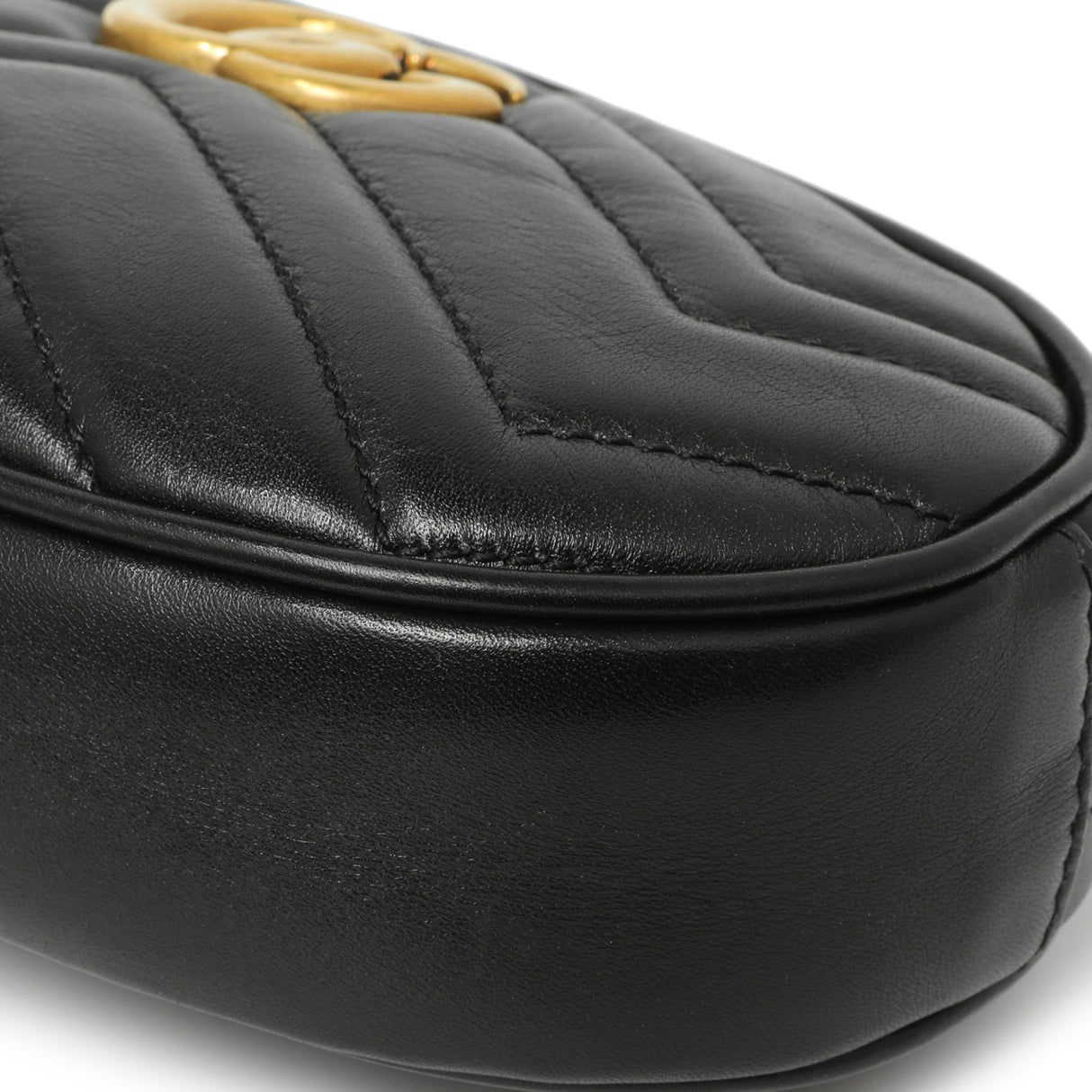 Gucci Black Calfskin Matelasse GG Marmont Belt Bag Handbags Gucci