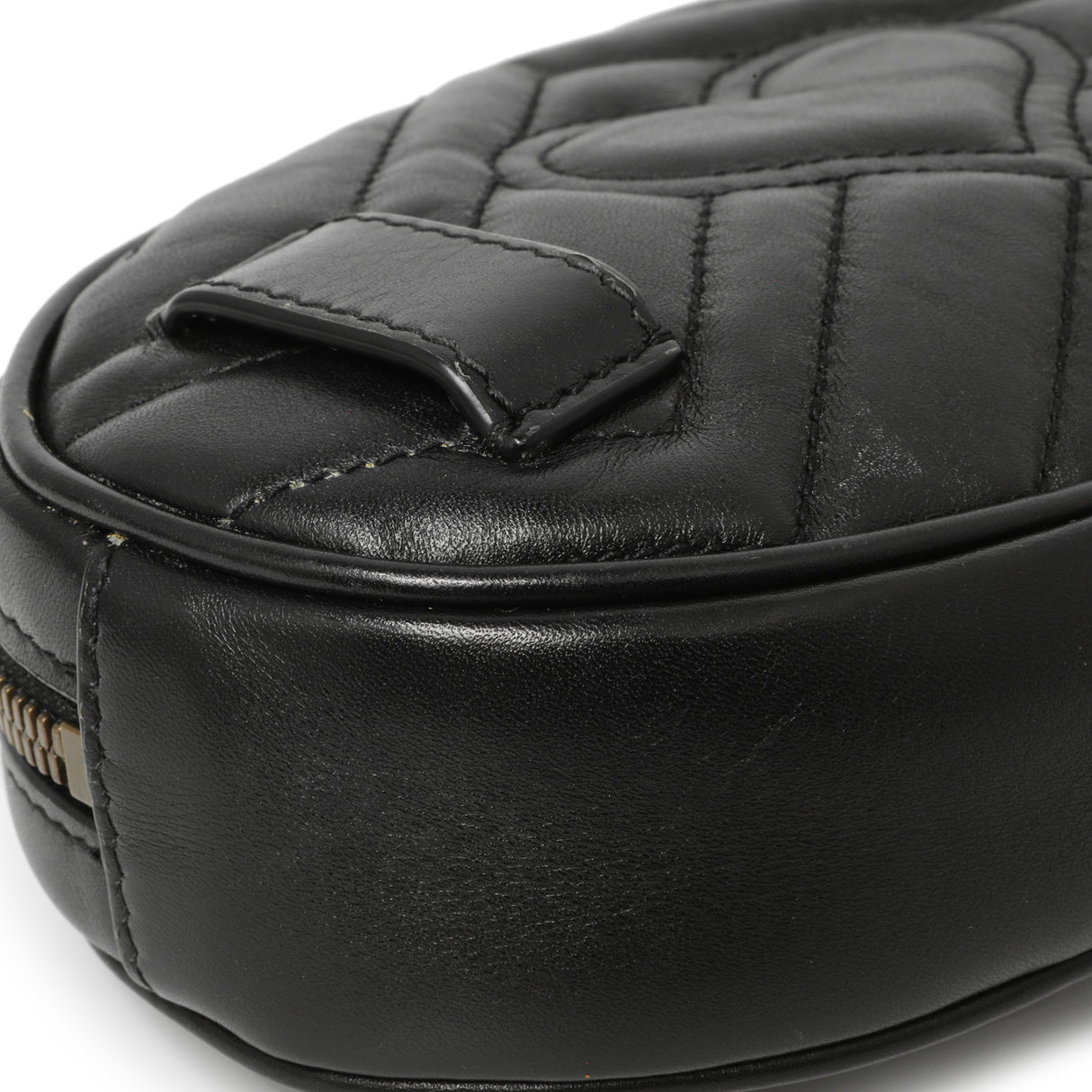 Gucci Black Calfskin Matelasse GG Marmont Belt Bag Handbags Gucci