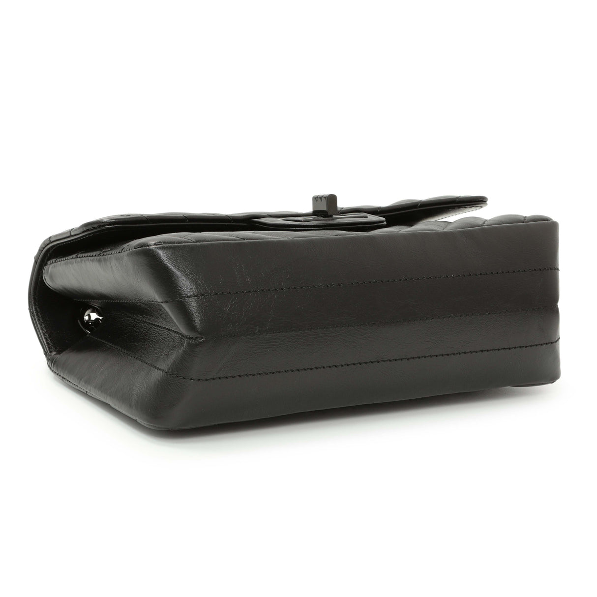 Chanel Black Aged Calfskin Chevron 2.55 Reissue Flap 224 Handbags Chanel