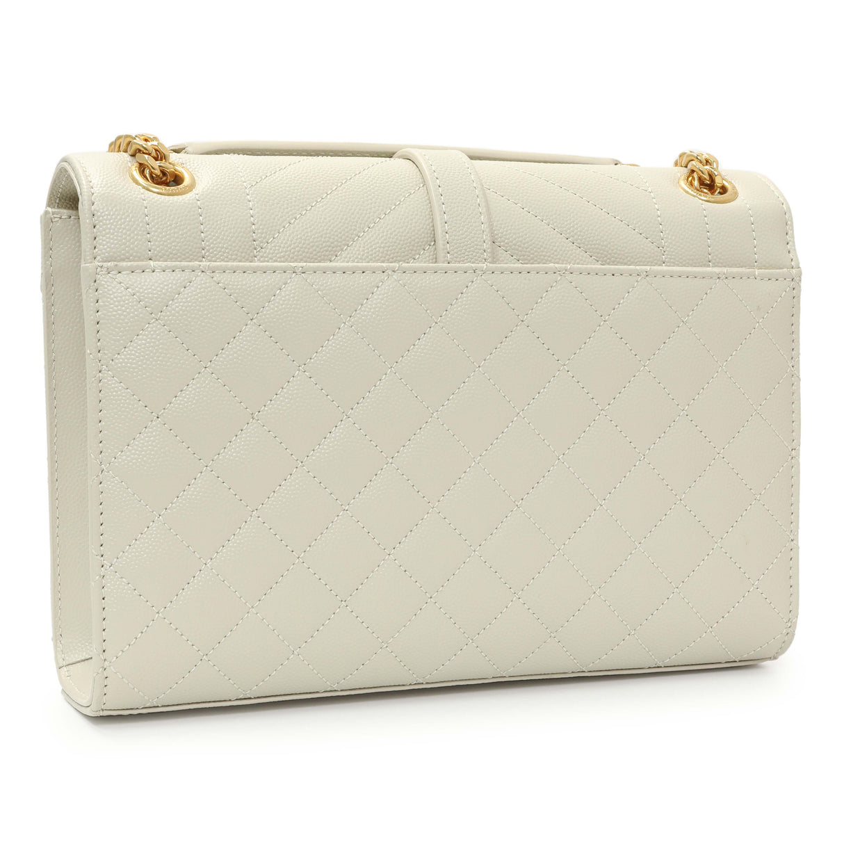 Saint Laurent Crema Grain De Poudre Matelasse Chevron Medium Triquilt Monogram Satchel Handbags Saint Laurent